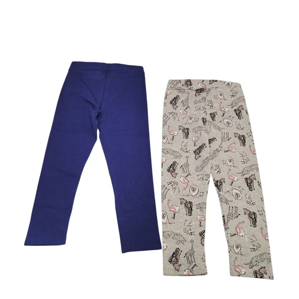 Spotted Zebra Girls  Active Stretch Blue & Gray Printed Legging 3T (2-Pack)